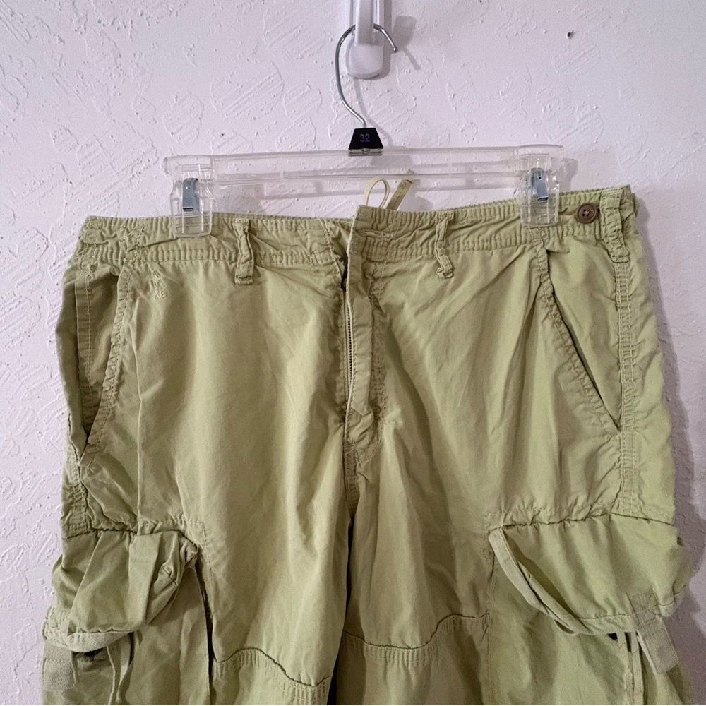 Vtg American Eagle Shorts Mens 32 Yellow Green Cargo Pockets Beach 90s Y2K - Picture 4 of 11